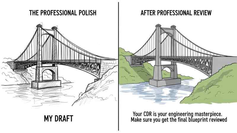 A split-panel cartoon