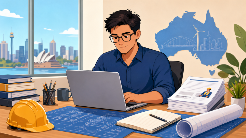 Cartoon illustration for Career Episode Writing Service for Engineers Australia