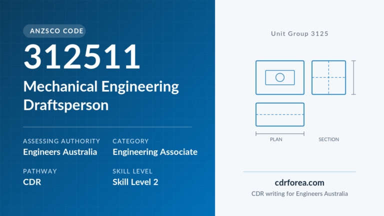 ANZSCO 312511 Mechanical Engineering Draftsperson assessed by Engineers Australia as an Engineering Associate via the CDR pathway