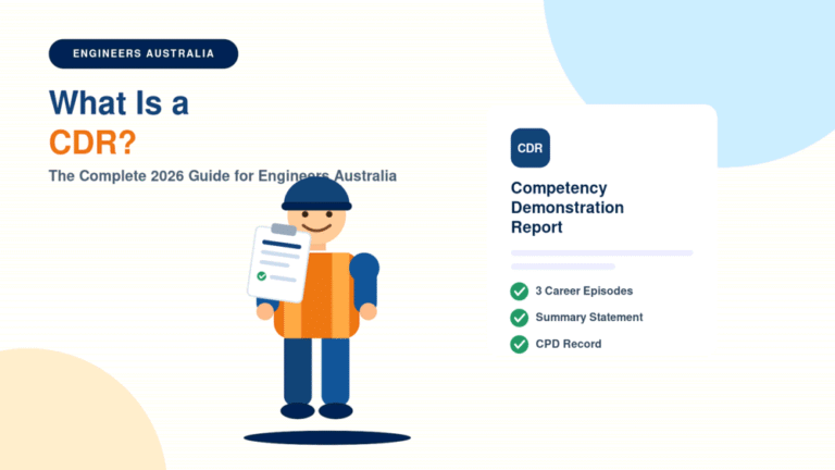 Illustration explaining what a Competency Demonstration Report (CDR) is for Engineers Australia skills assessment